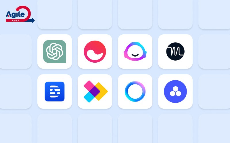 Grid of artificial intelligence and agile tool icons.